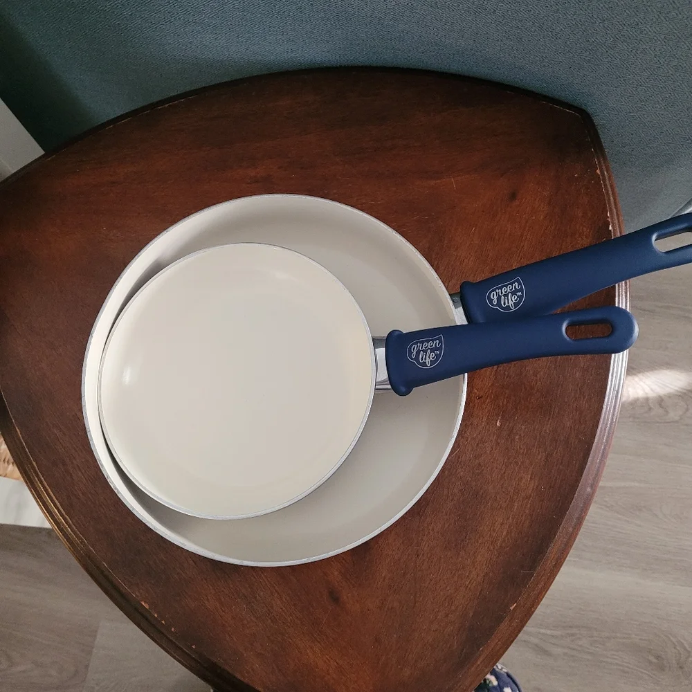Green Life Ceramic Fry Pan 2 piece Set In Blue